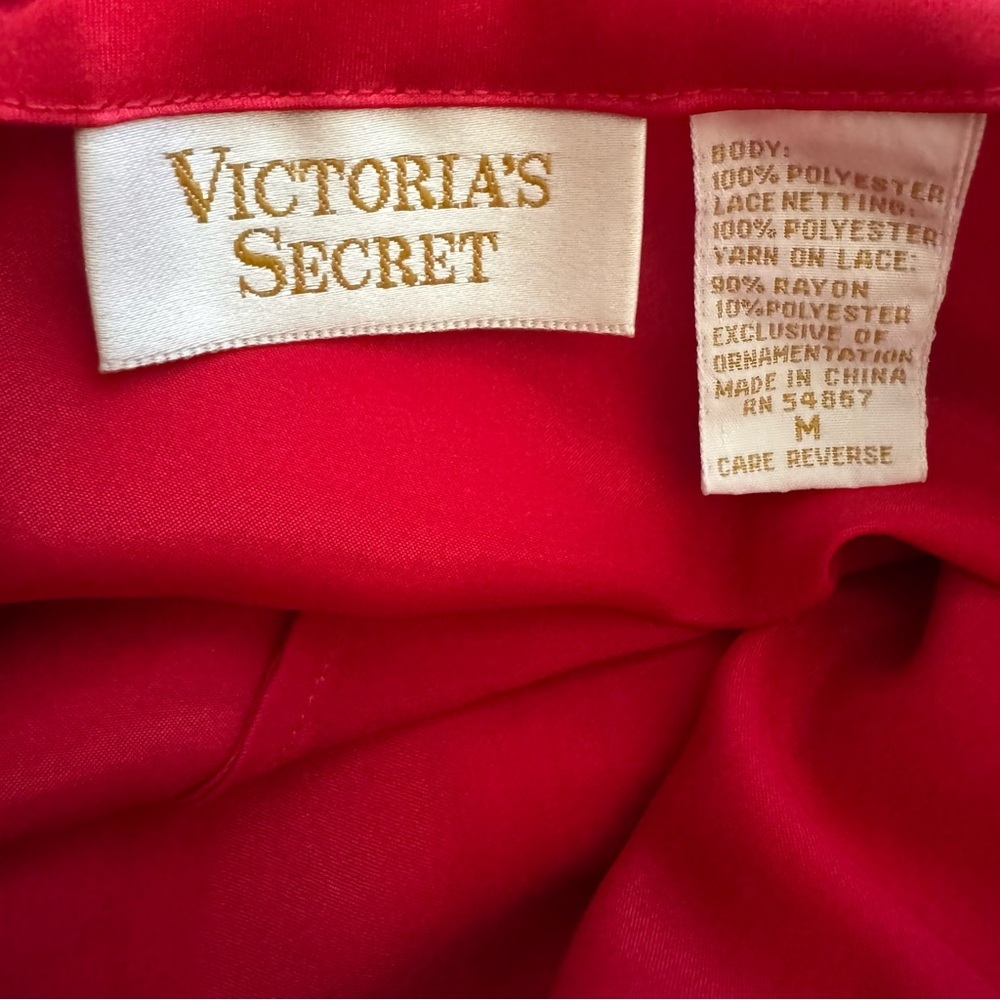 Vintage VICTORIA'S SECRET Red Lace Slip 80s Gold Label Size Medium - Picture 6 of 8